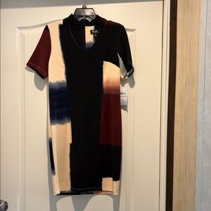 R&M Richards Black and Cream Colorblock Mini Dress NWT